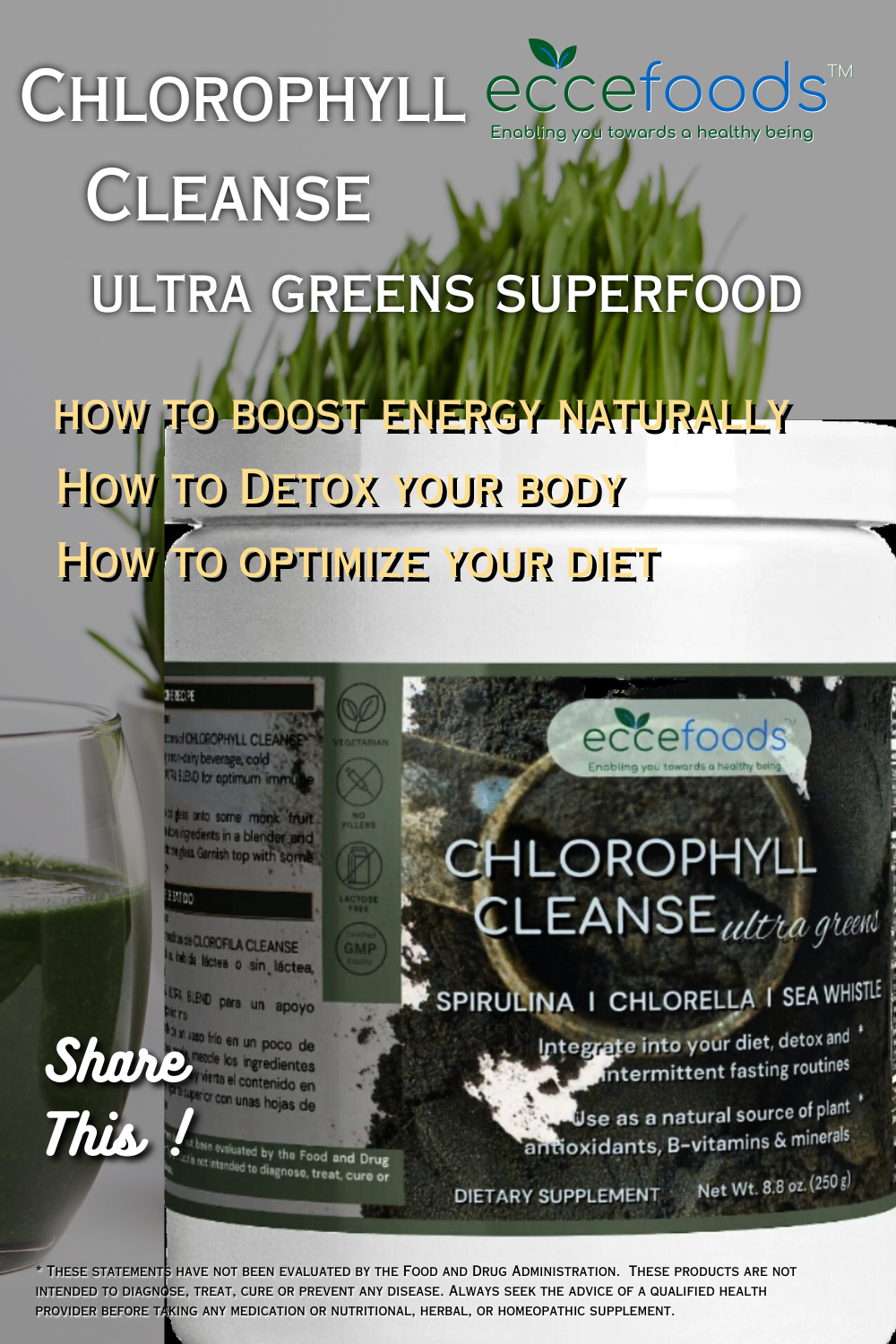 CHLOROPHYLL CLEANSE By ECCEFOODS | Ultra Greens | Boost Energy – eccefoods